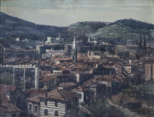 CEFERINO OLIVÉ (Reus, 1907-1995)Vista de un pueblo