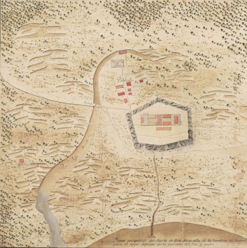 ANÓNIMO, H. 1800Mapa manuscrito en el istmo de Panamá