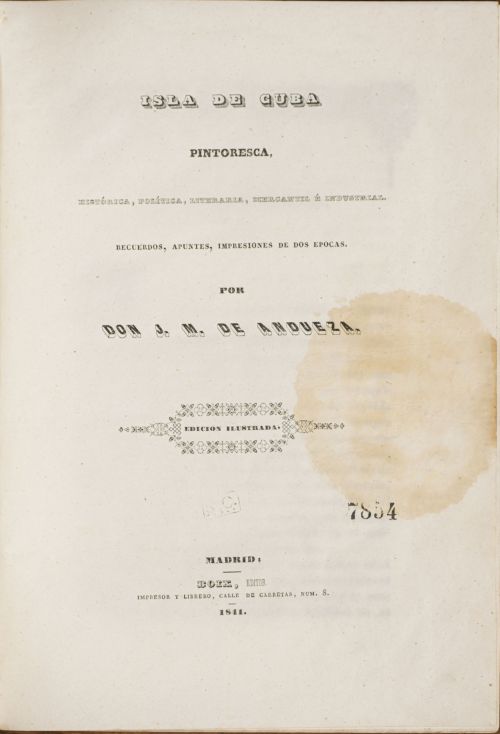 LIBRO DE J.M ANDUEZAIsla de Cuba Pintoresca, Histórica, P
