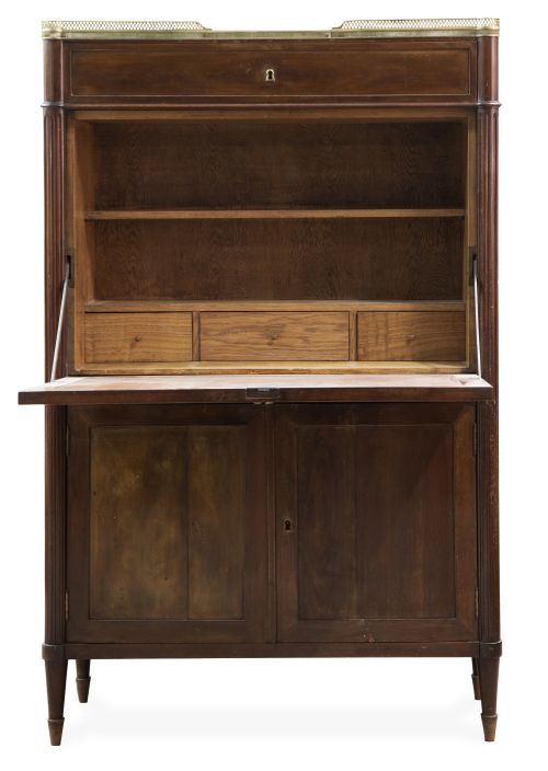 Bureau á abattant de estilo Luis XVI de madera con tapa de 