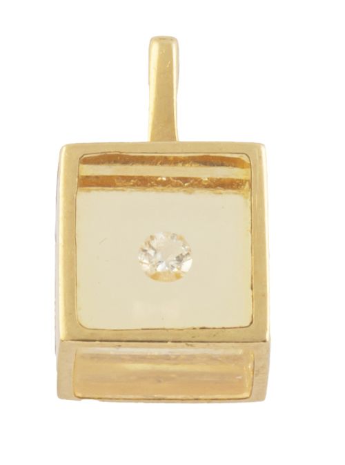 Colgante de forma cúbica con brillante en el interior de cu