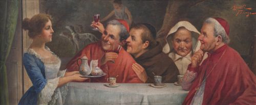 AGUSTÍ FERRANDIZ (ESCUELA ESPAÑOLA, SIGLO XIX)El brindis 