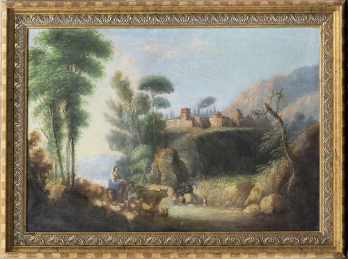 P. ALVÁREZ (Escuela española, siglo XIX)Paisaje pastoril c