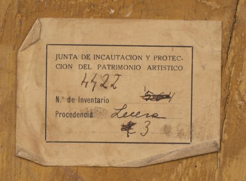 Medallón ovalado de alabastro policromado con busto masculi