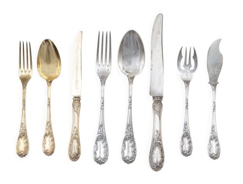 Cubertería de plata  en su color y plata vermeille, ley 950
