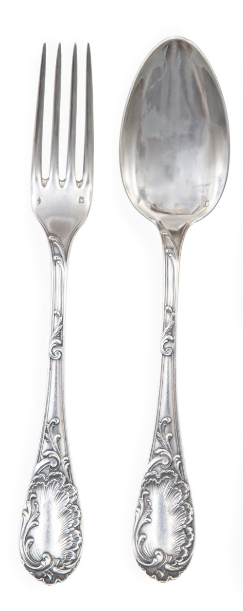 Cubertería de plata  en su color y plata vermeille, ley 950