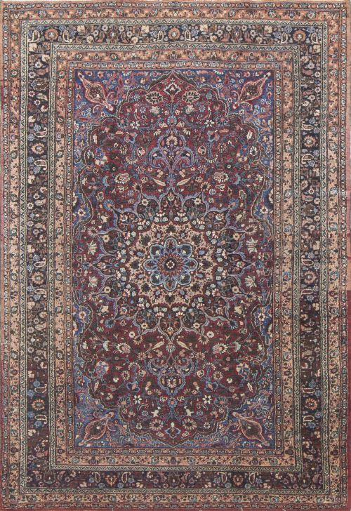 Alfombra persa anudada con nudo diminuto con medallón centr