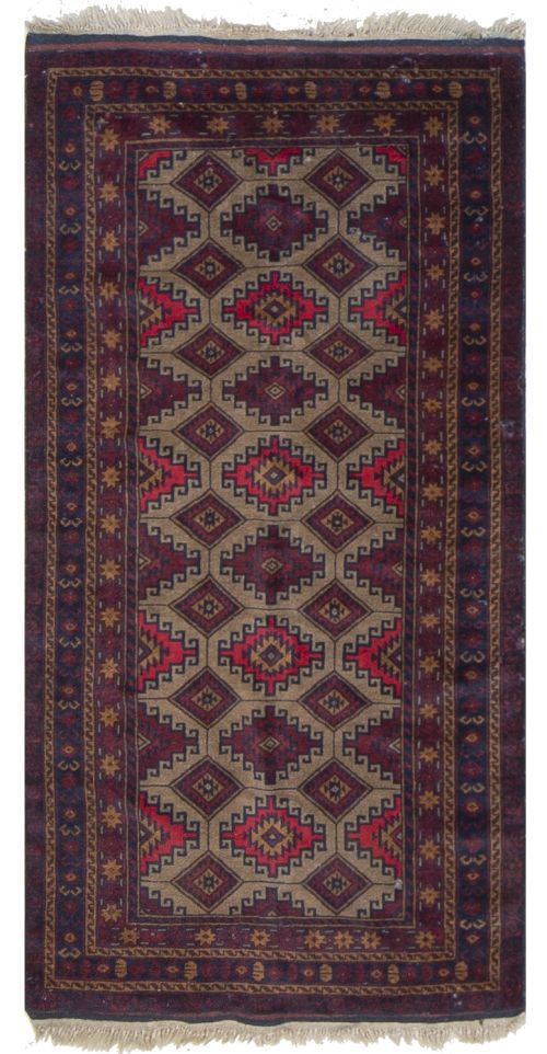 Alfombra en lana de nudo diminuto con motivos en hueso y ro