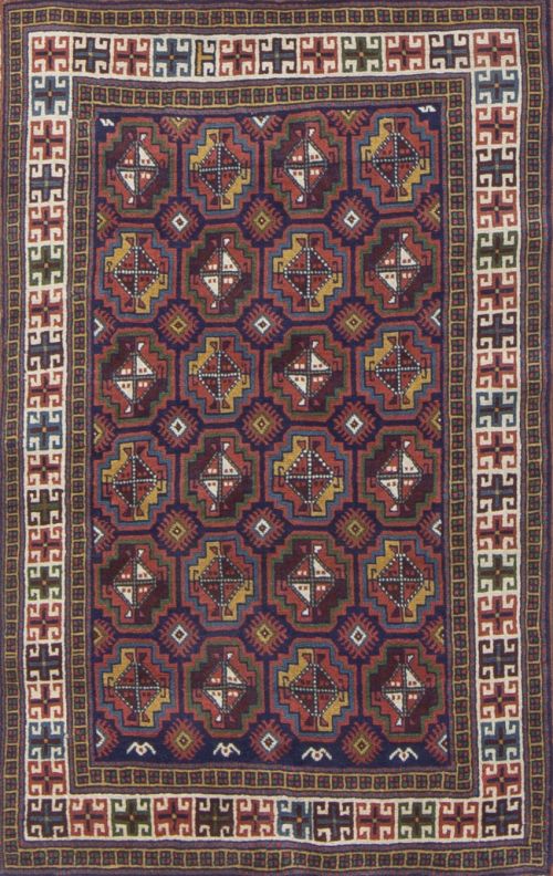 Alfombra anudada en lana sobre trama de lana.Cáucaso Nort