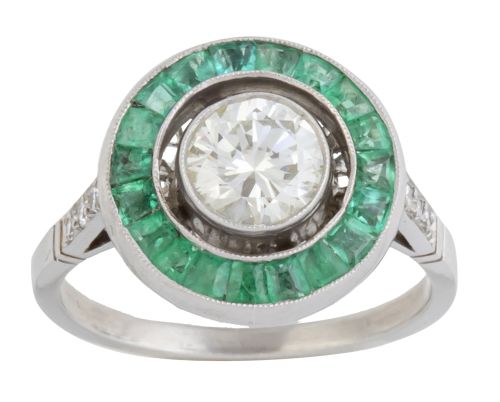 Sortija ojo de perdiz de brillante central orlado de esmera