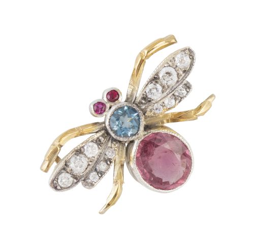 Pareja de broches mosca de brillantes una con cuerpo de top