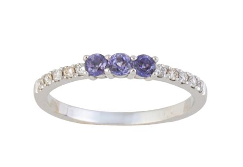 Sortija tresillo de zafiros flanqueados por cinco brillante