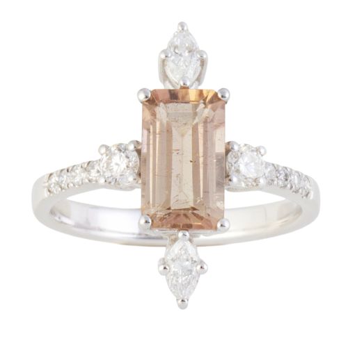 Sortija lanzadera con kunzita de talla rectangular de 1,32 