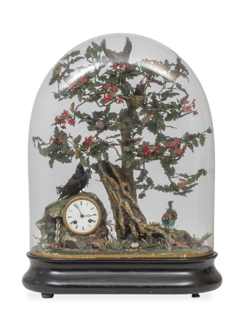 Reloj autómata de sobremesa Napoleón III, con árbol simulad