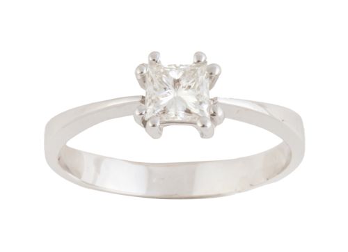 Sortija solitario con diamante talla princesa de 0,25 ct ap