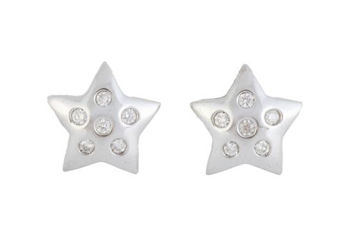 Pendientes estrella con brillantes en engaste invisible