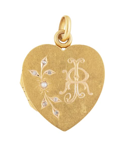 Colgante portafotos Francés c. 1.880 con forma de corazón c