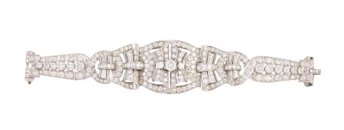 Brazalete de brillantes años 40 con piezas articuladas de m