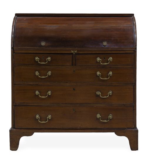 Bureau de tambor Jorge III de madera de caoba.Inglaterra,