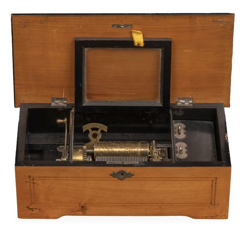Caja de música Napoleón III de madera, con decoración de fi