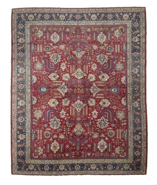 Alfombra de lana de campo rojo y palmetas.Persia.