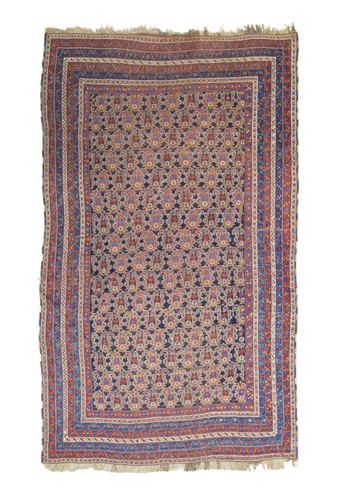 Alfombra de campo azul y "boteh".Persia.