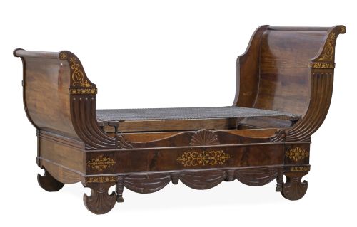 Cama de barco Reina gobernadora de madera de caoba y palma 