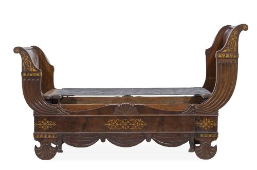 Cama de barco Reina gobernadora de madera de caoba y palma 