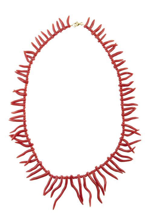 Collar de ramas de coral rojo mediterráneo de tamaño crecie