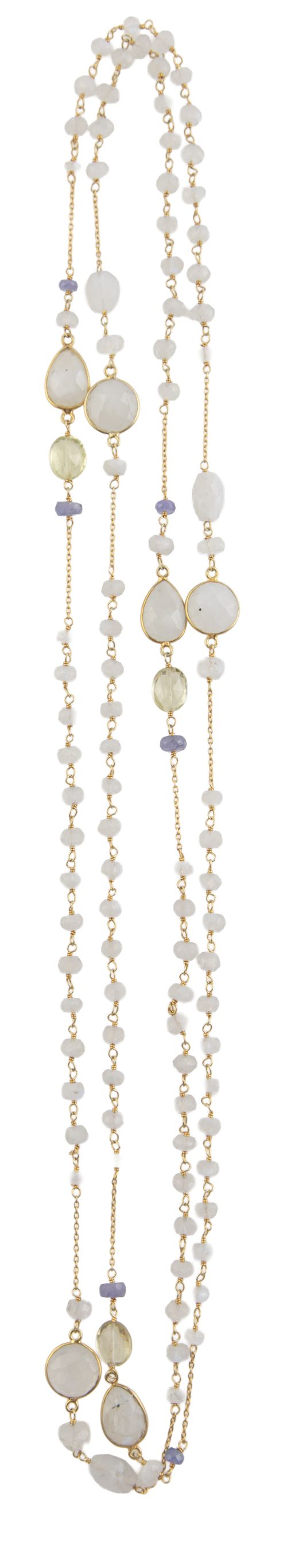 Collar extralargo de cuentas facetadas de cuarzo blanco com