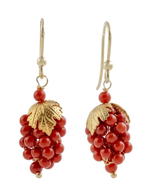 Pendientes de coral mediterráneo, con diseño de racimos de 