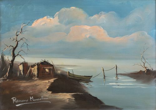 ROMANO MUSSOLINI (Italia, 1927-2006)Paisaje con barca