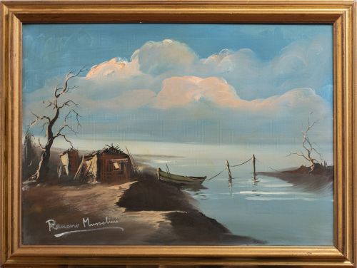 ROMANO MUSSOLINI (Italia, 1927-2006)Paisaje con barca