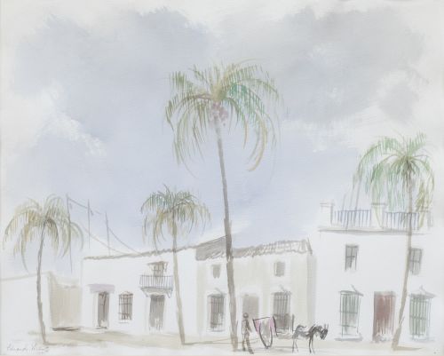 EDUARDO VICENTE (Madrid, 1909 - 1968)Vista de pueblo