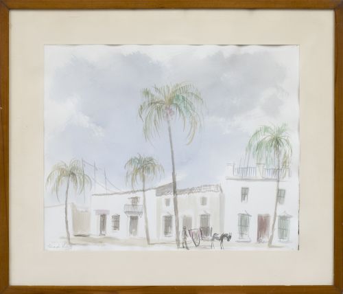 EDUARDO VICENTE (Madrid, 1909 - 1968)Vista de pueblo