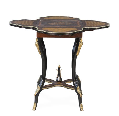 Mesa de alas Napoleón III de madera de palosanto, madera eb