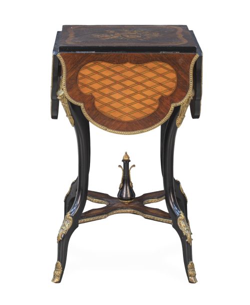 Mesa de alas Napoleón III de madera de palosanto, madera eb