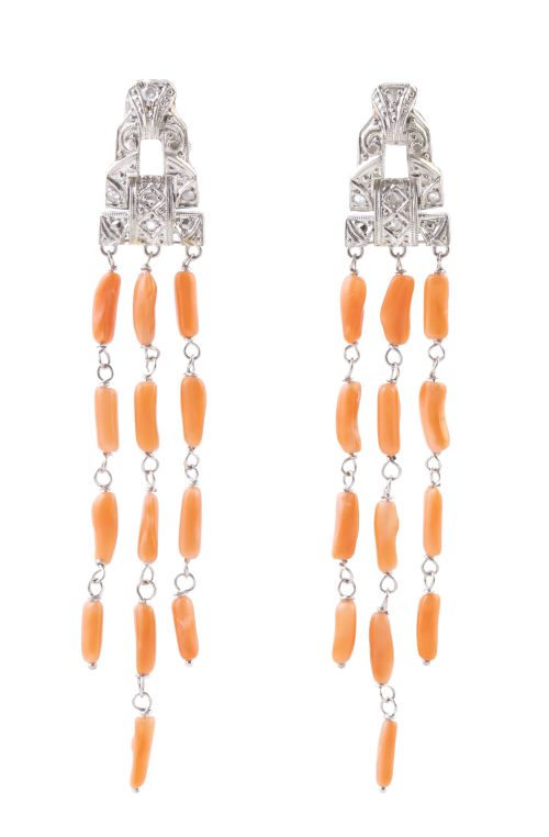 Pendientes largos estilo Art Decó, con cascadas cuentas cil