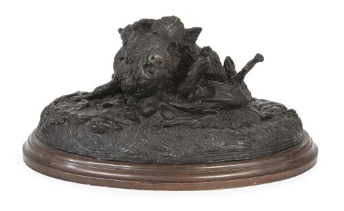 Ángel Laprise (S. XX)."Agarre de un jabalí".Bronce, fir