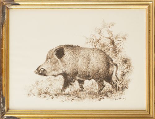 LUIS ALDEHUELA (1920-2011)Pareja de láminas de animales, 