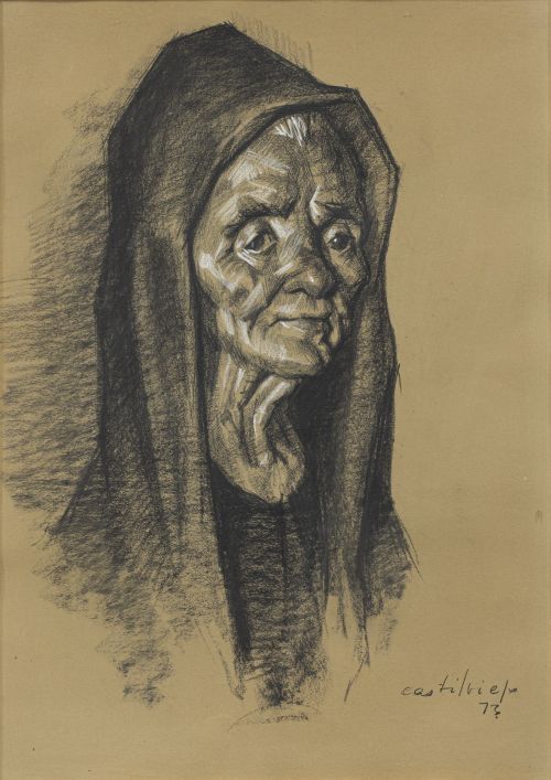 JOSÉ MARÍA CASTILVIEJO (1925 - 2004)Retrato de anciana, 1