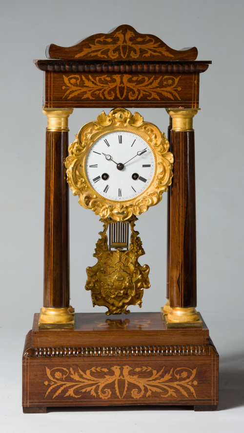 Reloj de sobremesa “de pórtico” Napoleón III, en madera de 