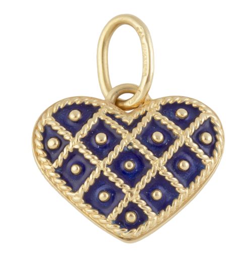 Colgante corazón YANES con esmalte azul cobalto, y celosía 
