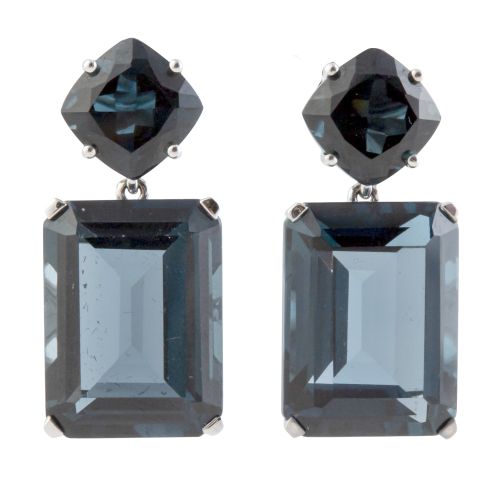 Pendientes de topacios London Blue en talla rectangular el 