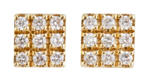 Pendientes con nueve brillantes en forma cuadrangular