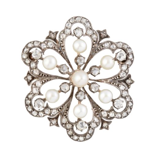 Broche-colgante de ff. S. XIX a modo de rosetón floral de d
