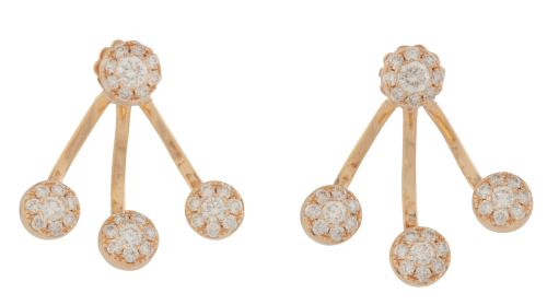 Pendientes desmontables con diseño de tres ramas de roseton