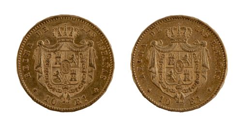 Dos monedas Fernando VII en oro