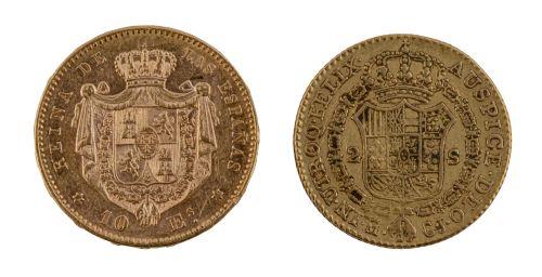 Dos monedas en oro