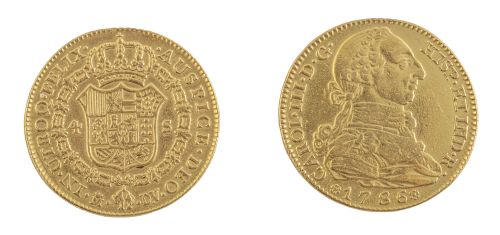Moneda de cuatro escudos Carlos III. 1786. Madrid. D.V.